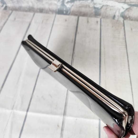 Vintage 50s/60s Black Patent Rectangle Clutch Purse - Picture 7 of 16
